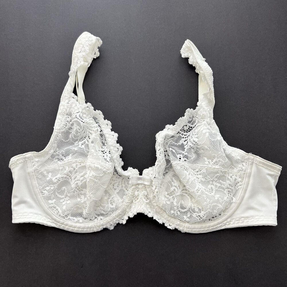 Chantelle Style 2191 White Lace Romantic Sexy Unlined Underwire Bra 34D